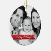 Foto van Elegant Prettige feestdagen Red Ribbon Keramisch Ornament (Rechts)