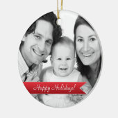 Foto van Elegant Prettige feestdagen Red Ribbon Keramisch Ornament (Links)