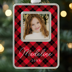 Foto van Elegant Red en Black Pset Verzilverd Omlijst Ornament