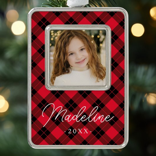 Foto van Elegant Red en Black Pset Verzilverd Omlijst Ornament