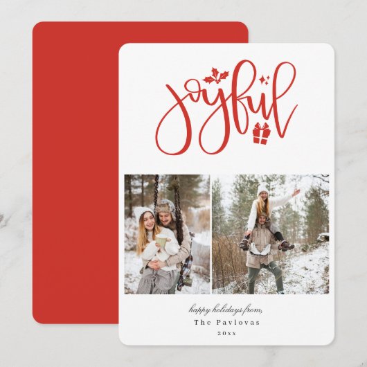 Foto van Elegant Red Joyful Feestdagenkaart (Voorkant / Achterkant)