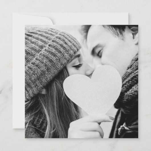 Foto van Elegant Script Black and White Wedding Kaart (Achterkant)