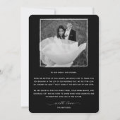 Foto van Elegant Script Black White Modern Wedding Bedankkaart (Achterkant)