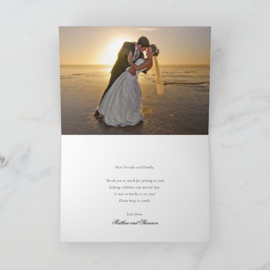 Foto van Elegant Script Black White Weduwen Bedankkaart (Binnen)