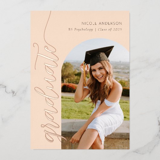 Foto van Elegant Script Boho Afstuderen Folie Uitnodiging (Voorkant)