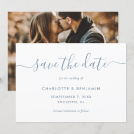 Foto van Elegant Script Dusty Blue Wedding Aankondiging