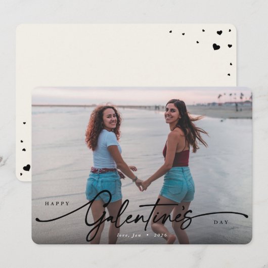 Foto van Elegant Script Galentine Day Flat Feestdagenkaart (Voorkant / Achterkant)