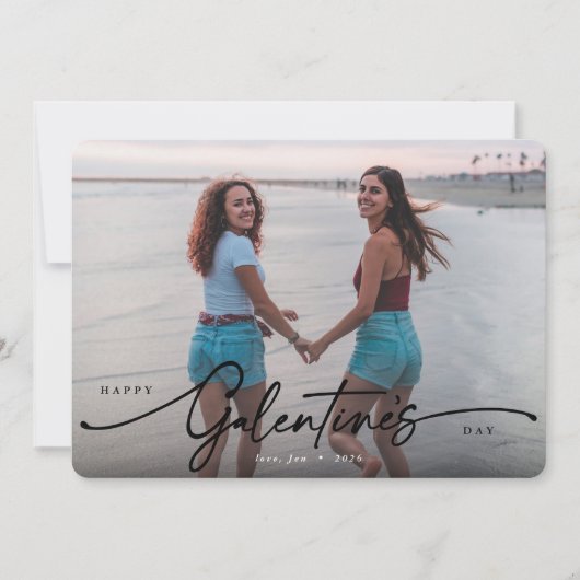 Foto van Elegant Script Galentine Day Flat Feestdagenkaart (Voorkant)