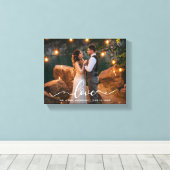 Foto van Elegant Script Love Wedding Bride Groom Canvas Afdruk (Insitu (Houten vloer))