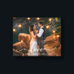 Foto van Elegant Script Love Wedding Bride Groom Canvas Afdruk<br><div class="desc">Love Elegant Script Wedding Bride and Groom Photo Canvas Print</div>