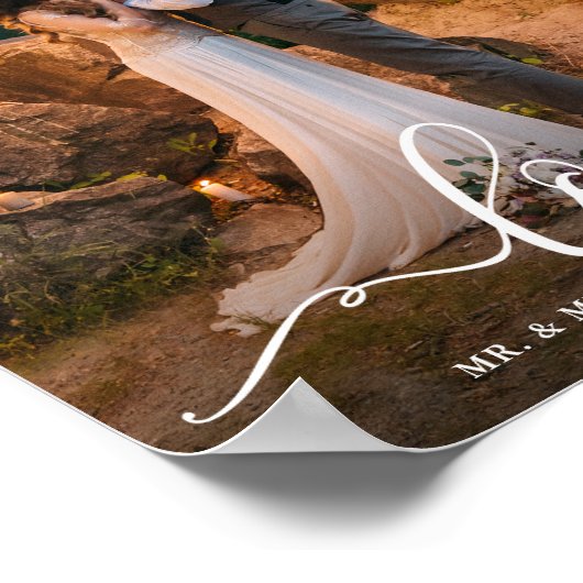 Foto van Elegant Script Love Wedding Bride Groom Poster (Hoek)