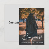 Foto van Elegant Script minimalist Afstuderen Bedankkaart (Voorkant / Achterkant)