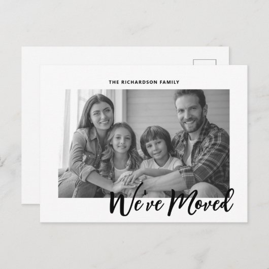 Foto van Elegant Script Modern Moving Announding Briefkaart (Voorkant / Achterkant)