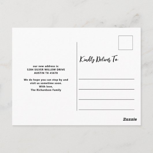 Foto van Elegant Script Modern Moving Announding Briefkaart (Achterkant)