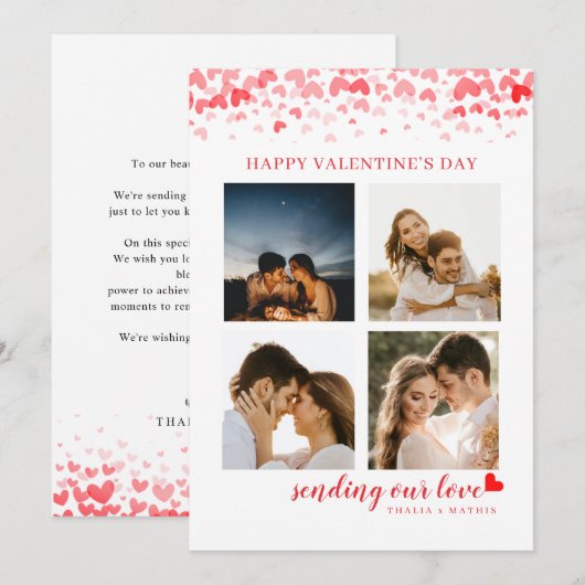 Foto van Elegant Script Red Heart Valentijns Card Feestdagenkaart (Voorkant / Achterkant)