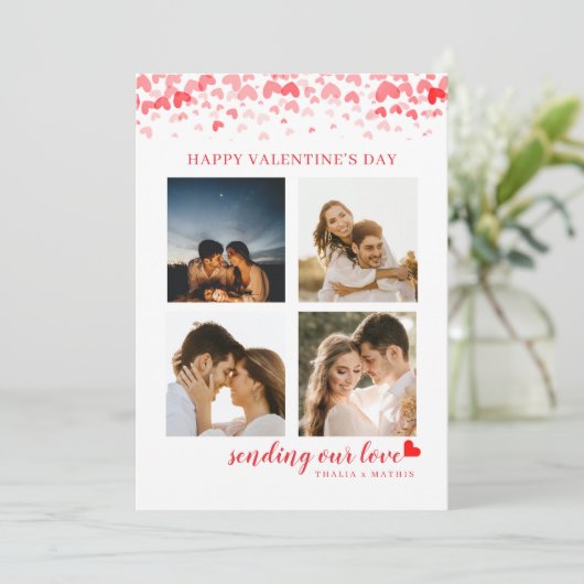 Foto van Elegant Script Red Heart Valentijns Card Feestdagenkaart (Staand voorkant)