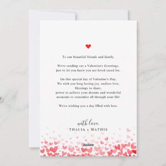 Foto van Elegant Script Red Heart Valentijns Card Feestdagenkaart (Achterkant)