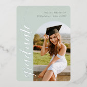 Foto van Elegant Script Sage Graduation Party Folie Uitnodiging (Voorkant)