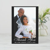 Foto van Elegant Script Wedding Foto Hartelijk dan Bedankkaart (Staand voorkant)