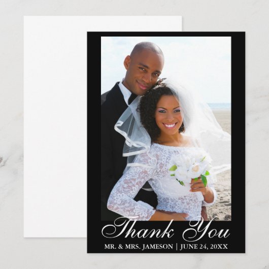 Foto van Elegant Script Wedding Foto Hartelijk dan Bedankkaart (Voorkant / Achterkant)