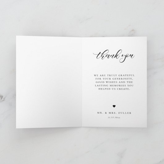 Foto van Elegant Script Wedding Foto Hartelijk dan Bedankkaart (Binnen)