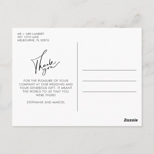 Foto van Elegant Script Wedding Foto Hartelijk dan Briefkaart (Achterkant)