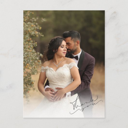 Foto van Elegant Script Wedding Foto Hartelijk dan Briefkaart (Voorkant)