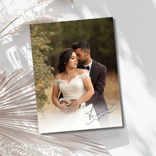 Foto van Elegant Script Wedding Foto Hartelijk dan Briefkaart