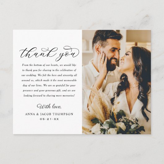 Foto van Elegant Script Wedding Foto Hartelijk dan Briefkaart (Voorkant)