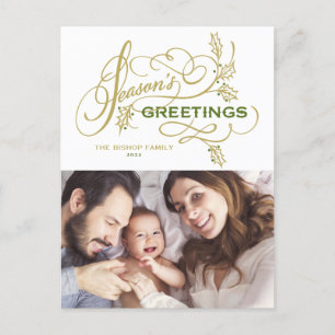 Foto van Elegant Season's Greetings Flourish Famil Feestdagenkaart