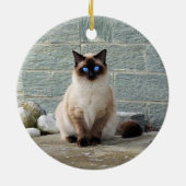 Foto van Elegant Siamese Cat Keramisch Ornament (Achterkant)