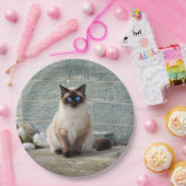 Foto van Elegant Siamese Cat Papieren Bordje (Feest)