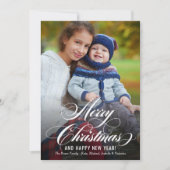 Foto van Elegant Silver Merry-kerstscript Feestdagenkaart (Voorkant)