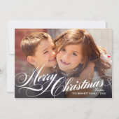 Foto van Elegant Silver Merry-kerstscript Feestdagenkaart (Voorkant)