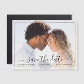 Foto van Elegant Simple Black en Gold Wedding Magnetische Uitnodiging (Voorkant / Achterkant)