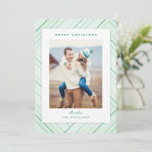 Foto van Elegant Stripes Green Feestdagenkaart (Staand voorkant)