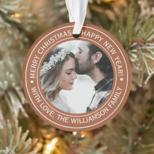 Foto van Elegant Terracotta met kerstmonogram Ornament