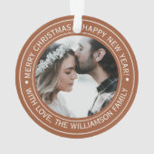 Foto van Elegant Terracotta met kerstmonogram Ornament (achterkant)