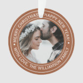 Foto van Elegant Terracotta met kerstmonogram Ornament (voorkant)
