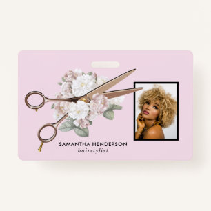 Foto van Elegant Vintage Floral Hair Salon Employe Badge