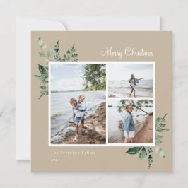 Foto van Elegant Waterverf Botanical Greenery Feestdagenkaart