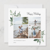 Foto van Elegant Waterverf botanische groen Feestdagenkaart (Voorkant)