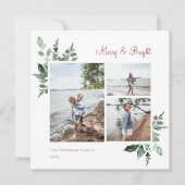 Foto van Elegant Waterverf botanische groen Feestdagenkaart (Voorkant)