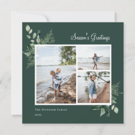 Foto van Elegant Waterverf botanische groen Feestdagenkaart