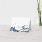 Foto van Elegant Waterverf Foggy Forest Wedding Bedankkaart (Achterkant)