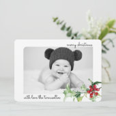 Foto van Elegant Waterverf Holly Berries Feestdagenkaart (Staand voorkant)