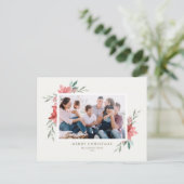 Foto van Elegant Waterverf Red kerstbloemen Feestdagenkaart (Staand voorkant)
