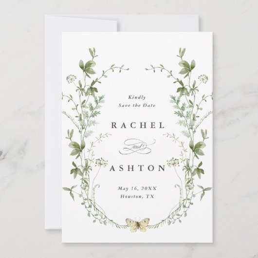 Foto van Elegant Waterverf Wildflower Wedding Save The Date (Voorkant)