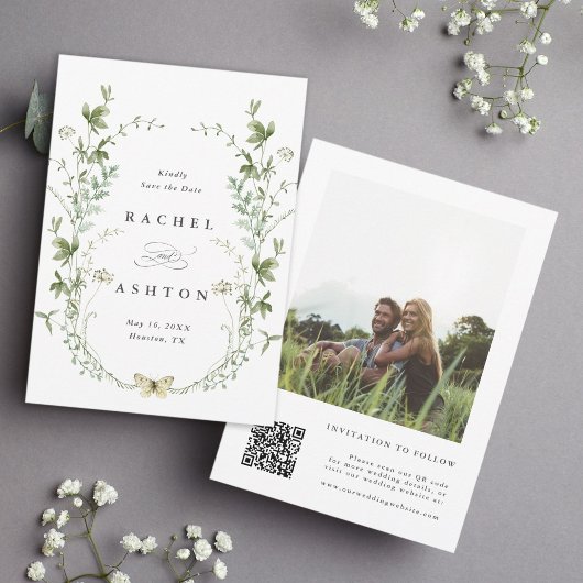 Foto van Elegant Waterverf Wildflower Wedding Save The Date