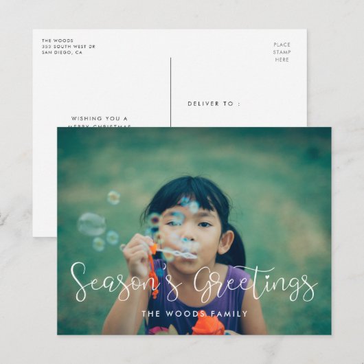 Foto van Elegant whimsical Sason's Greetings Briefkaart (Voorkant / Achterkant)